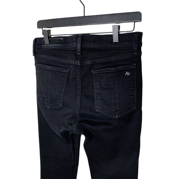 Rag & Bone Jeans Women's 28 Black Crop Flare Frayed Double Hem High Rise Coal - Picture 7 of 8